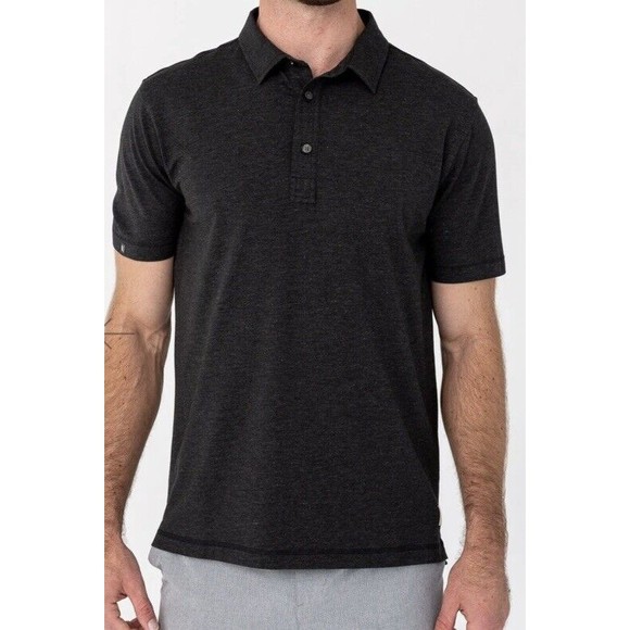 LinkSoul Men’s Anza Drytech Short Sleeve Knit Golf Polo Black Heather Sz XXL - Picture 1 of 10